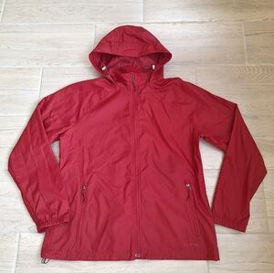 LL Bean Women's Dark Red Lightweight Windbreaker Jacket With Hood Size Medium